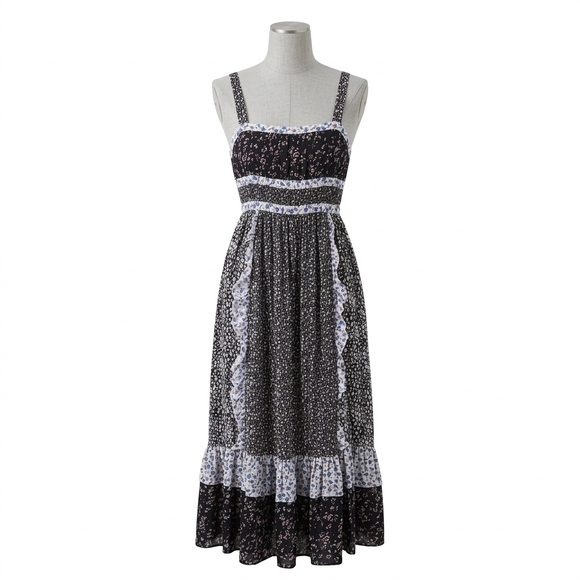 Free People Dresses & Skirts - Free People Mixed Patchwork Cottagecore Boho Floral Midi Dress Size 4